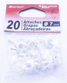 Inotech Cable Support - 20 Plastic Cable Clips 7mm White -