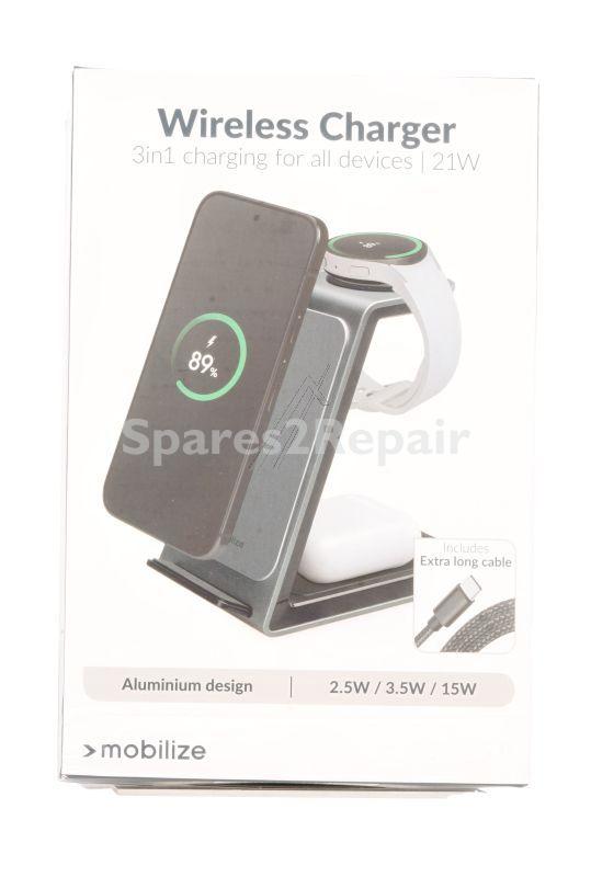 Mobilize Charging Station - 57964 3in1 Aluminium Charging Station E g For Apple And Galaxy Watch 15w
