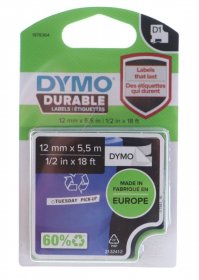 Dymo Colour Cartridge - 1978364 Label Cassette D1 Black On White 12mmx5 5m Dymo