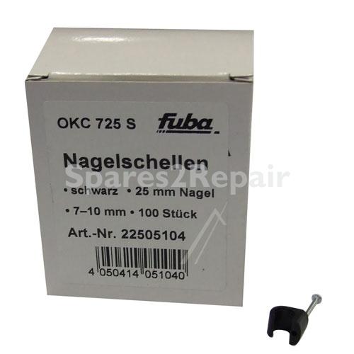 Fuba Cable Clamp - Okc 725s Nail Cable Clamp 7-10mm,25mm, 100 Pcs, Black
