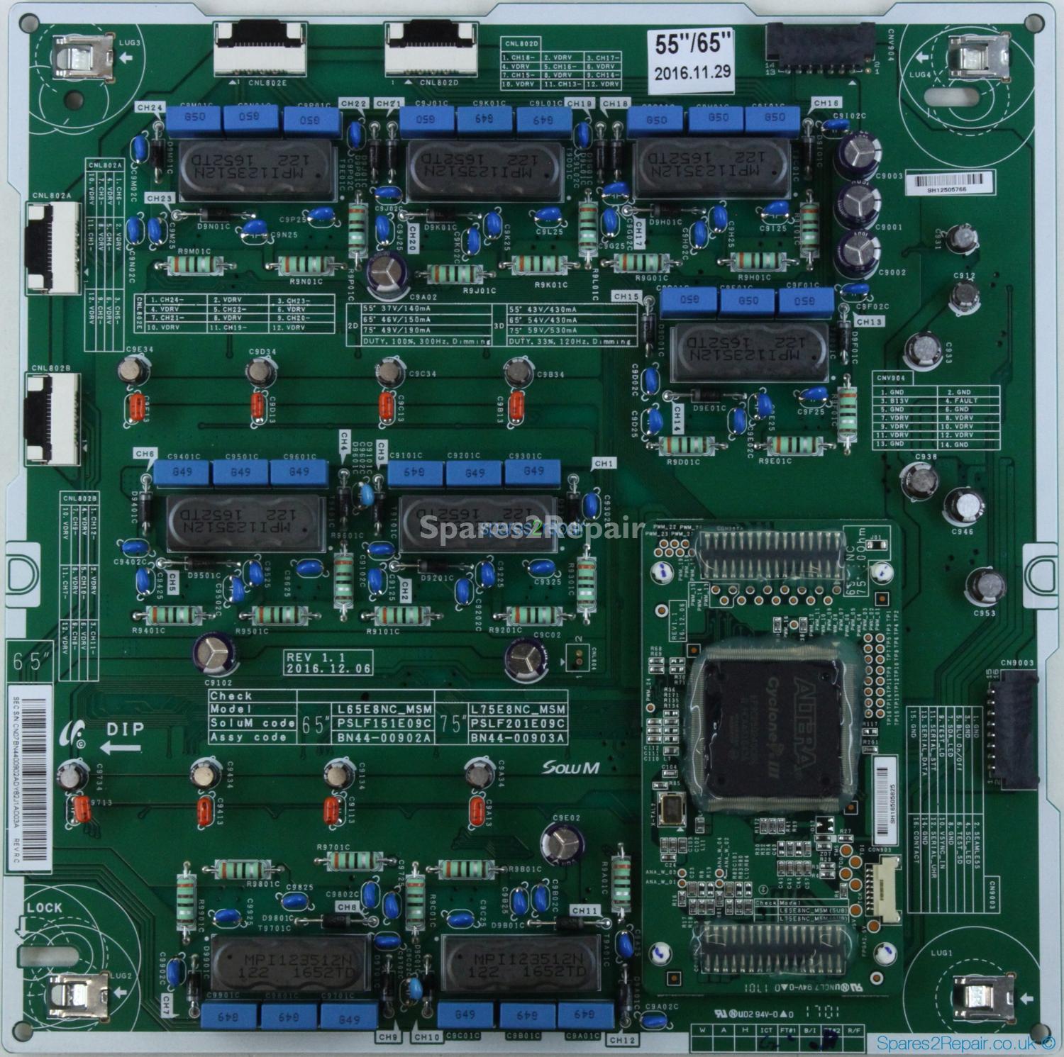 Samsung QE65Q8CAMT - LED Driver Board - BN44-00902A - REV 1.1 - PSLF151E09C - L65E8NC_MSM